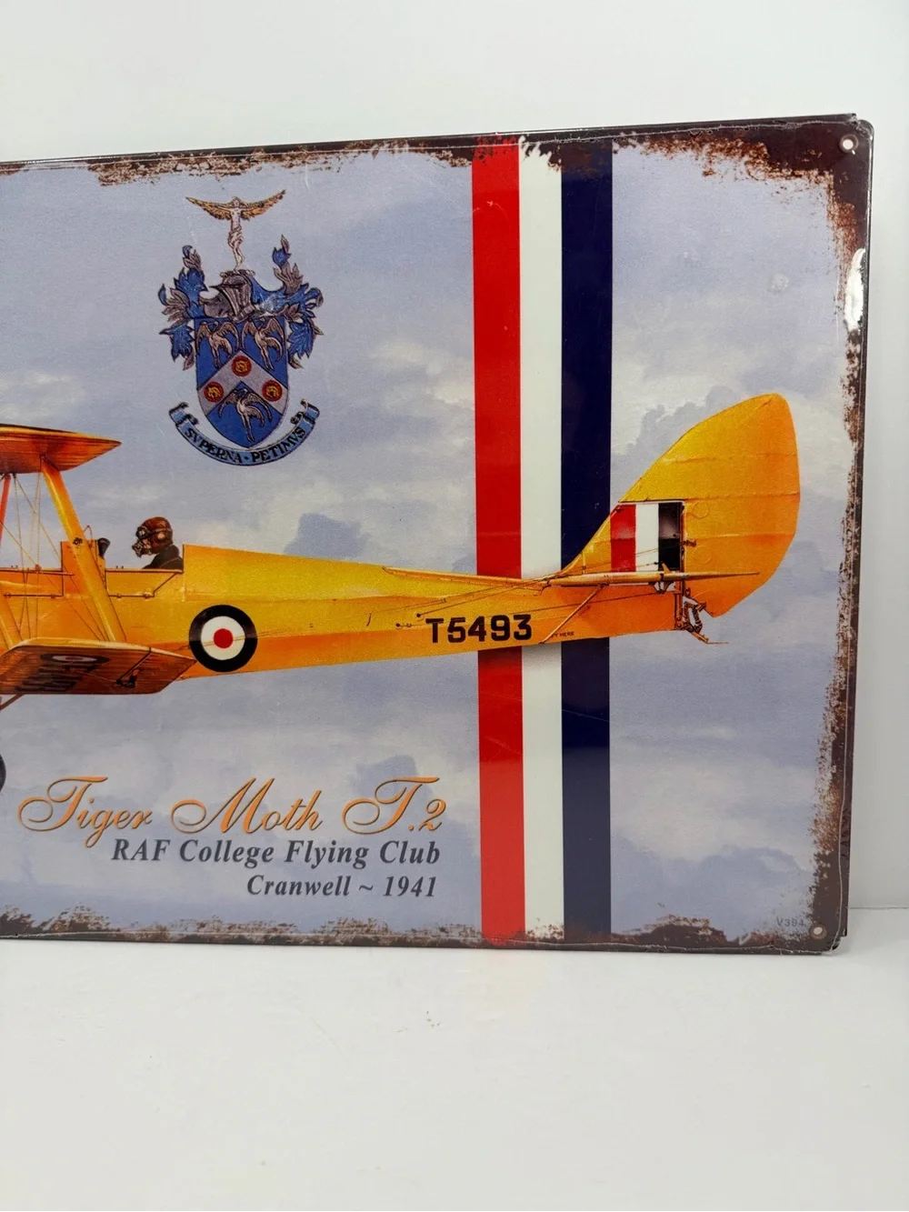 Vintage Tiger Moth T.2 Metal Sign – RAF College Flying Club Cranwell 1941 – New